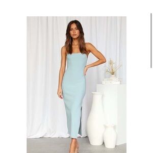Hello Molly Blue Strapless Sheath Dress